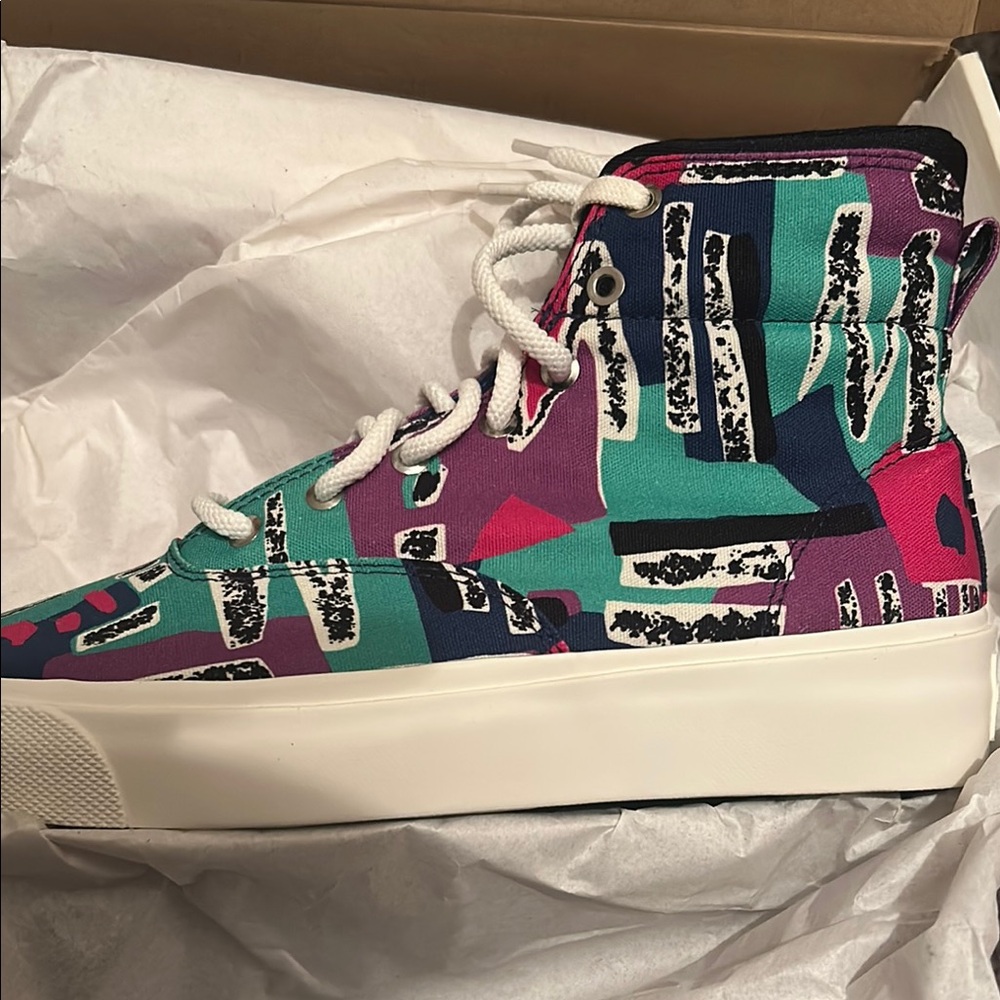 Converse Purple and Blue Artistic High-Top Sneakers